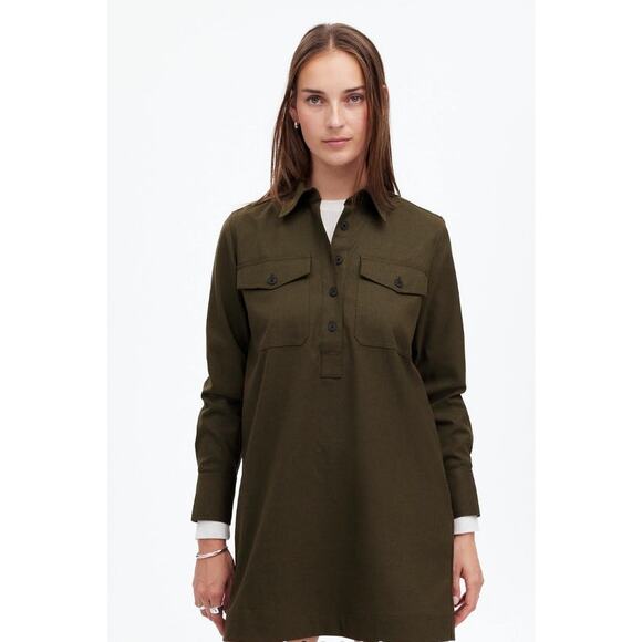 NWT Madewell Button-Up Mini Shirtdress Green S - Picture 1 of 13